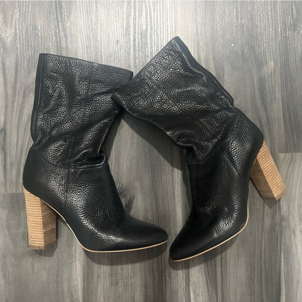 Banana Republic Black Leather Heeled Boots